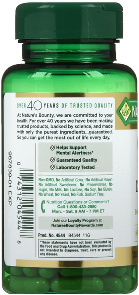Nature's Bounty Ginkgo Biloba 120mg Capsules For Brain & Memory Support 100's