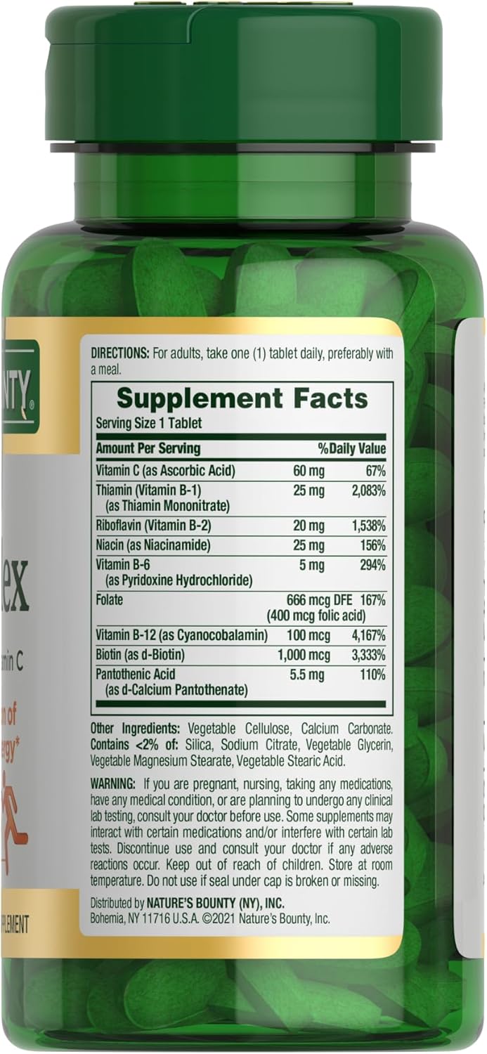 Nature's Bounty Super B-complex With Folic Acid & Vitamin C For Energy Support 150's