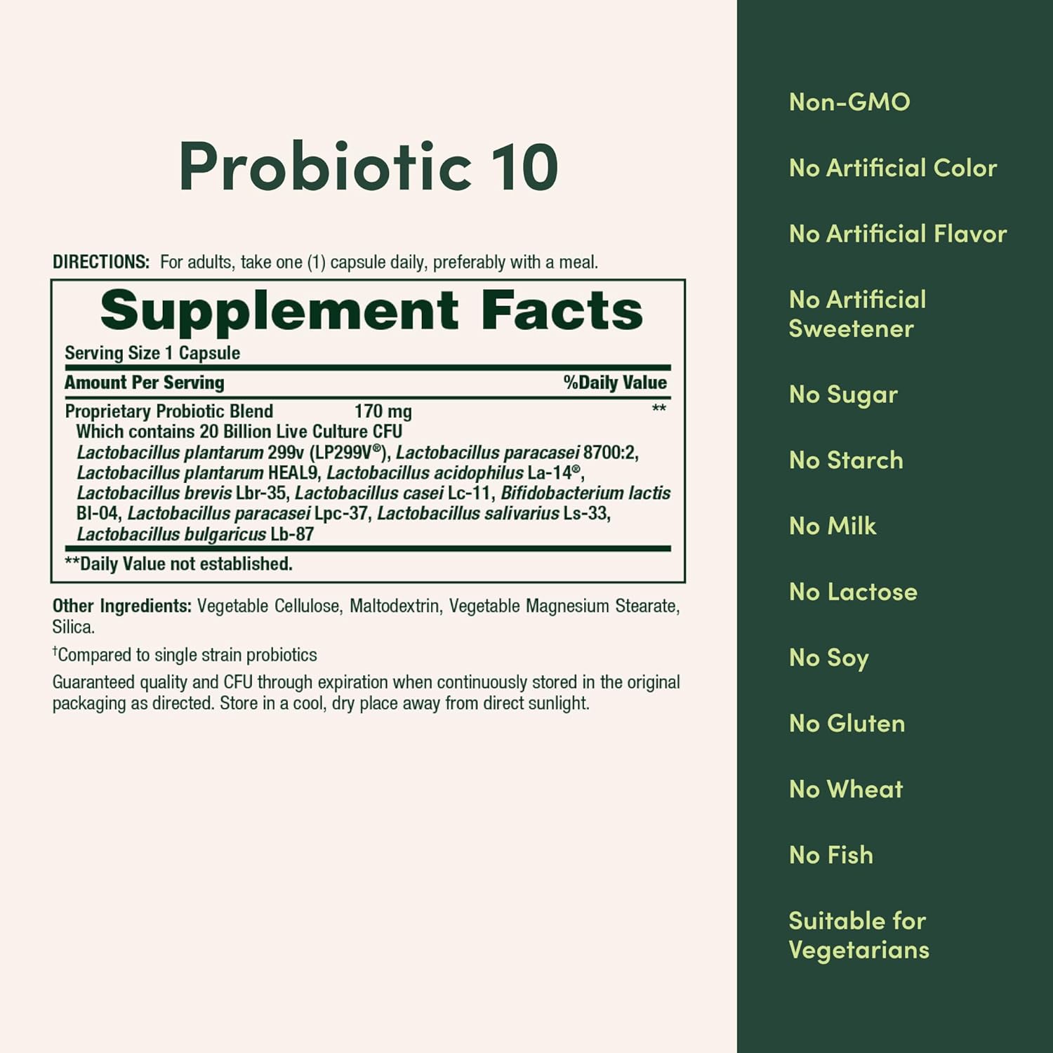 Nature's Bounty Probiotic 10 With 20 Billion Cfu For Digestive Health 30's