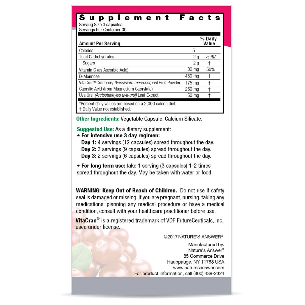 Nature's Answer Ut Answer 1955mg Veg Capsules 90's For Urinary Tract & Bladder Health