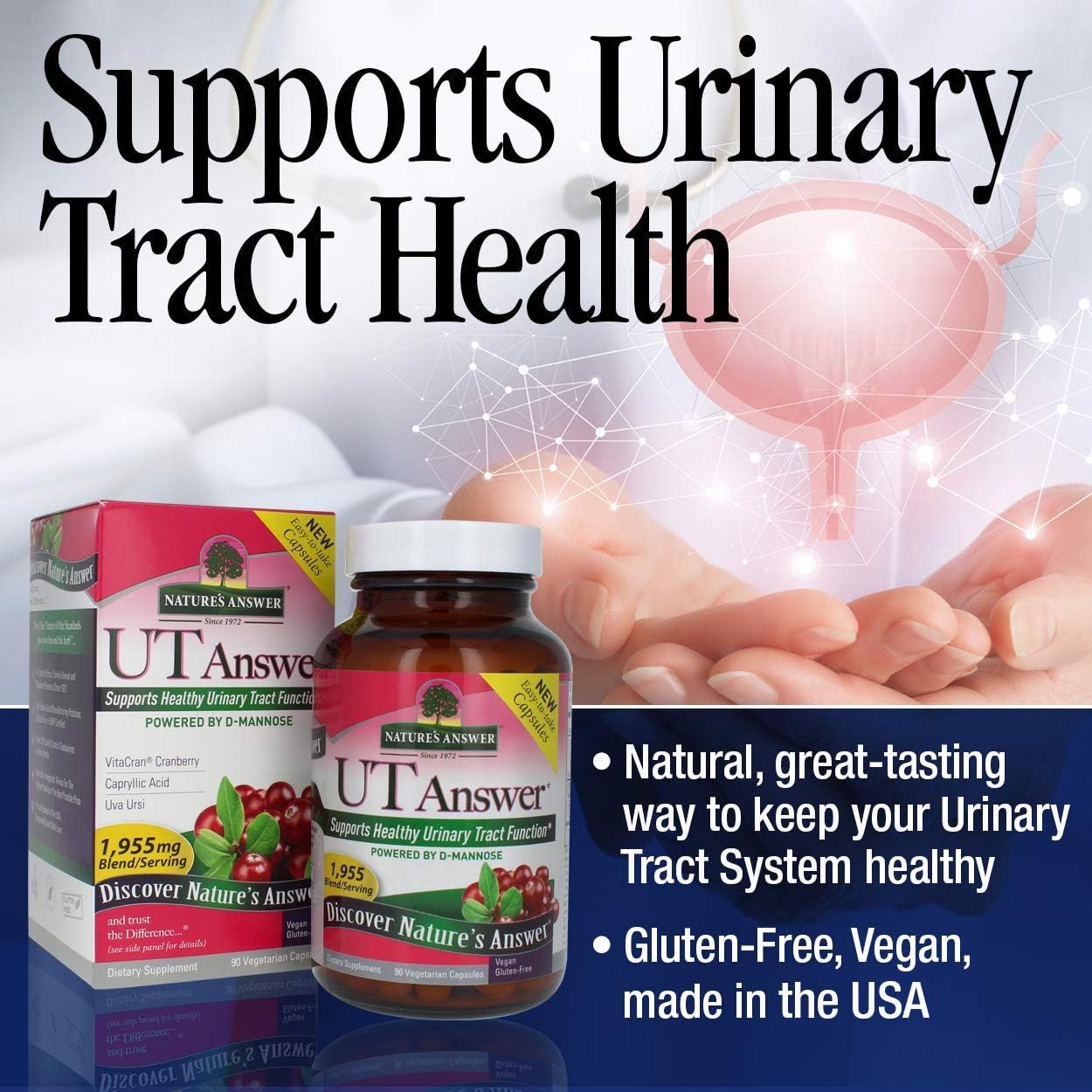 Nature's Answer Ut Answer 1955mg Veg Capsules 90's For Urinary Tract & Bladder Health