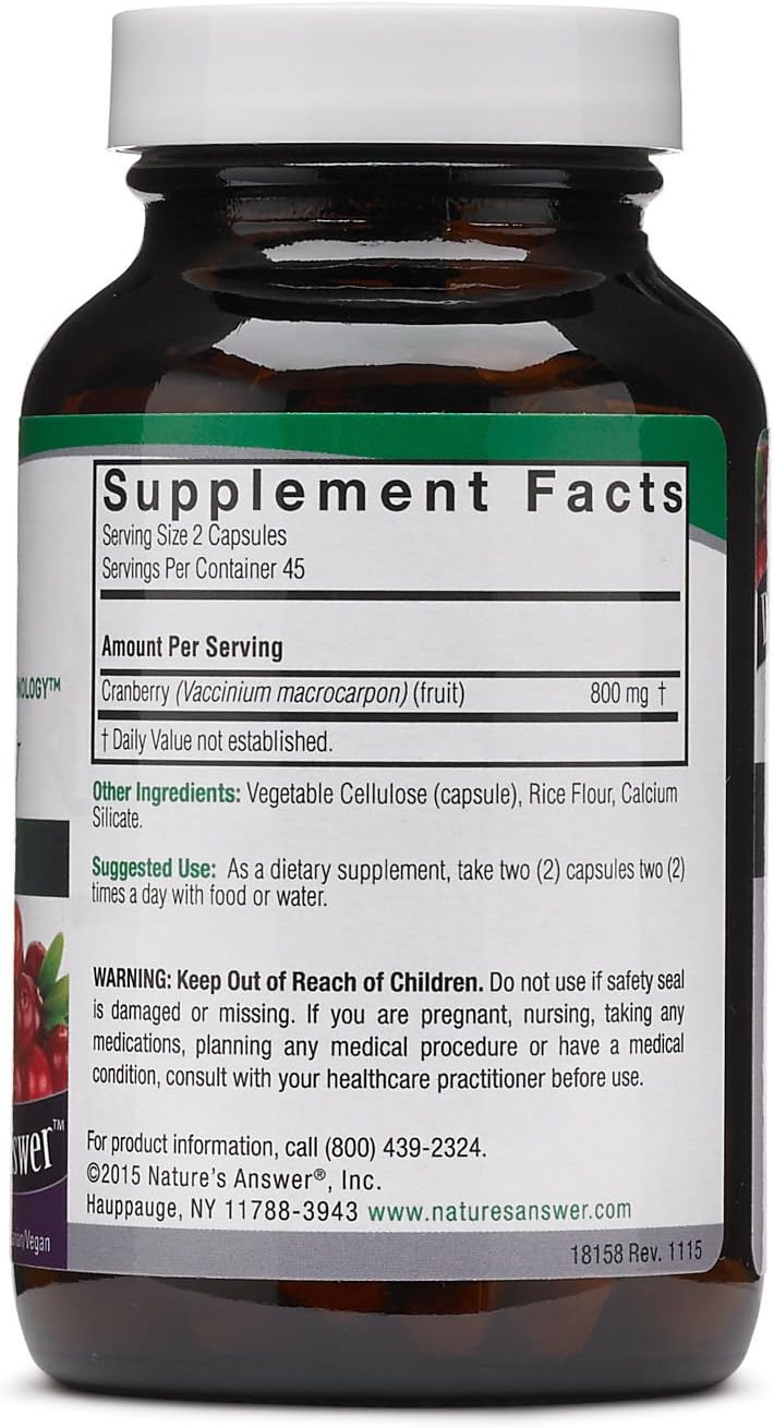 Nature's Answer Cranberry 800mg Veg Capsules 90's For Urinary Tract, Bladder & Kidney Health