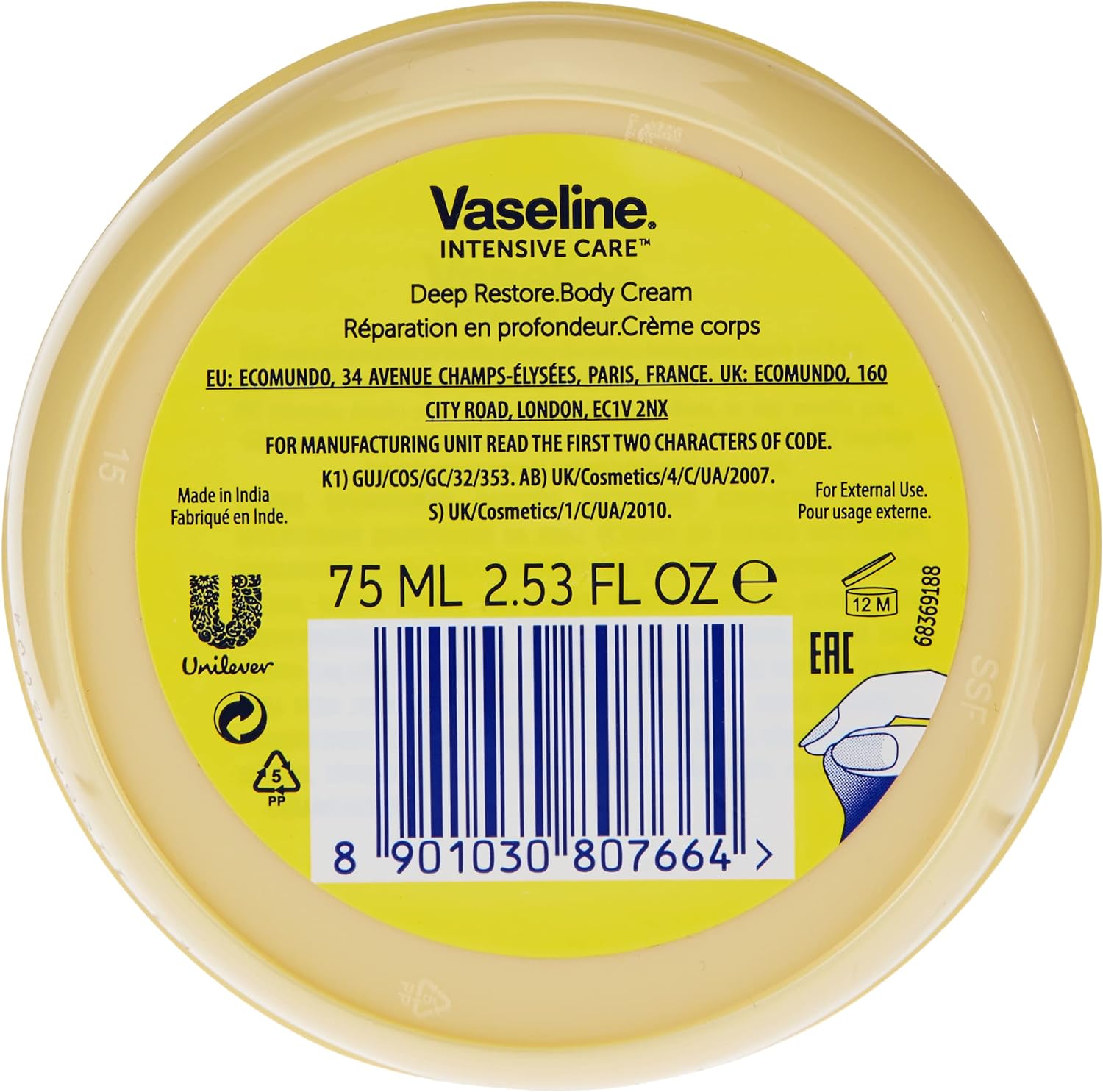 Vaseline Intensive Care Deep Restore Moisturising Cream (75 Ml)