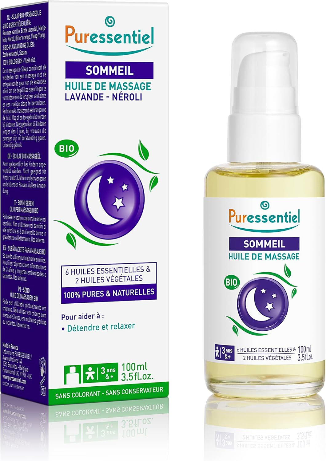 Puressent Rest & Relax Organic Massage Oil Lavender 100ml
