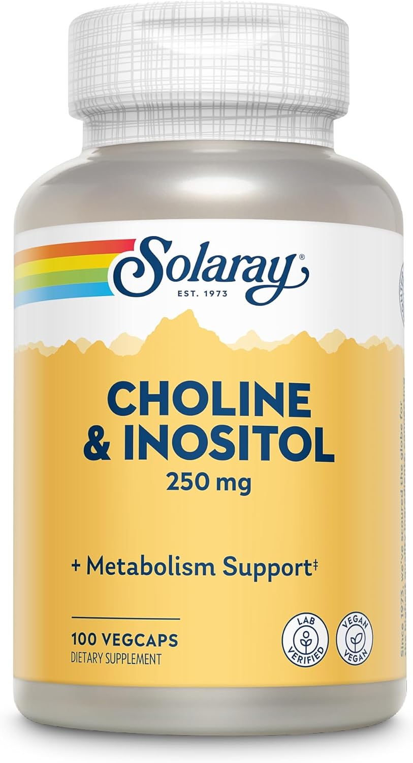Solaray Choline & Inositol 250mg Vegcaps 100's For Liver Health, Brain Function & Nervous System Support