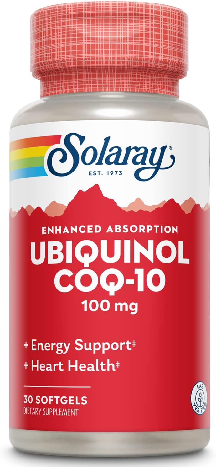 Solaray Ubiquinol Coq-10 100mg Softgels 30's For Heart Health, Cellular Energy & Antioxidant Support