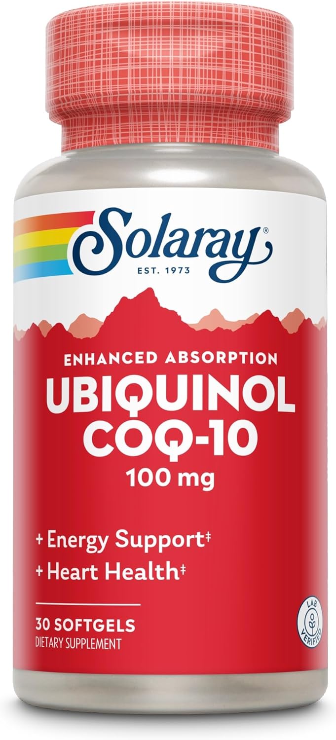 Solaray Ubiquinol Coq-10 100mg Softgels 30's For Heart Health, Cellular Energy & Antioxidant Support
