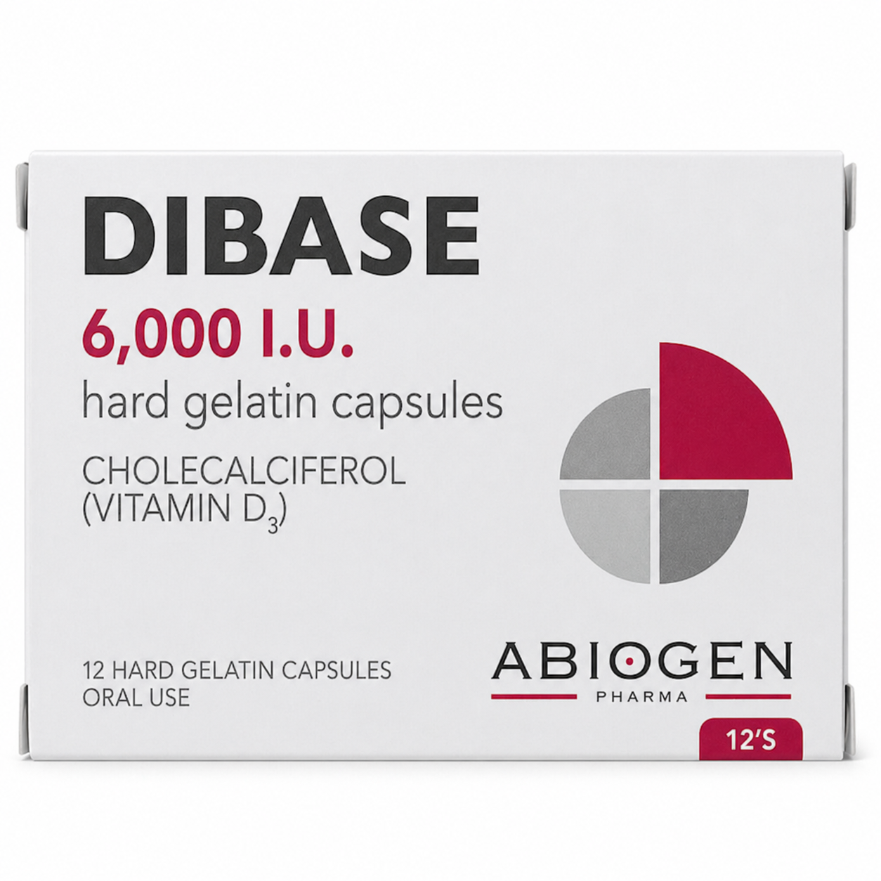 Dibase Cholecalciferol Vitamin D3 6000 Iu Hard Gelatin Capsules 12's