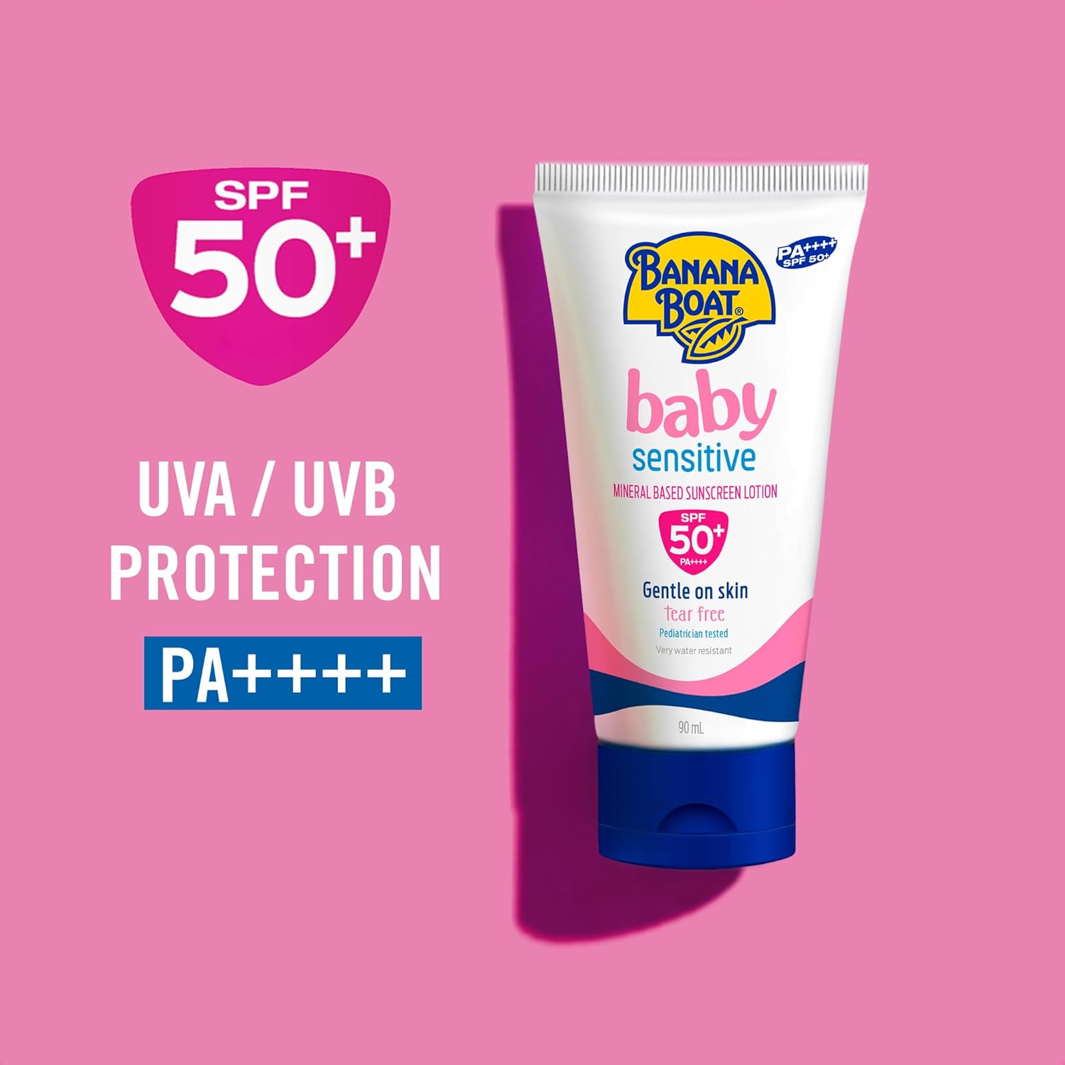 Banana Boat Baby Sensitive Mineral-based Sunscreen Lotion Spf50+ Pa++++ 90ml, Tear-free, Gentle On Skin, Pediatrician Tested & Very Water Resistant (1+1 Offer)