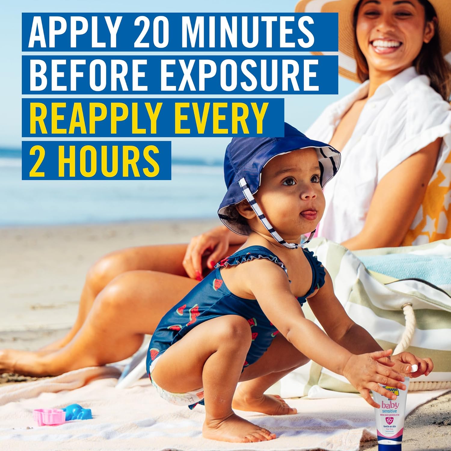 Banana Boat Baby Sensitive Mineral-based Sunscreen Lotion Spf50+ Pa++++ 90ml, Tear-free, Gentle On Skin, Pediatrician Tested & Very Water Resistant (1+1 Offer)