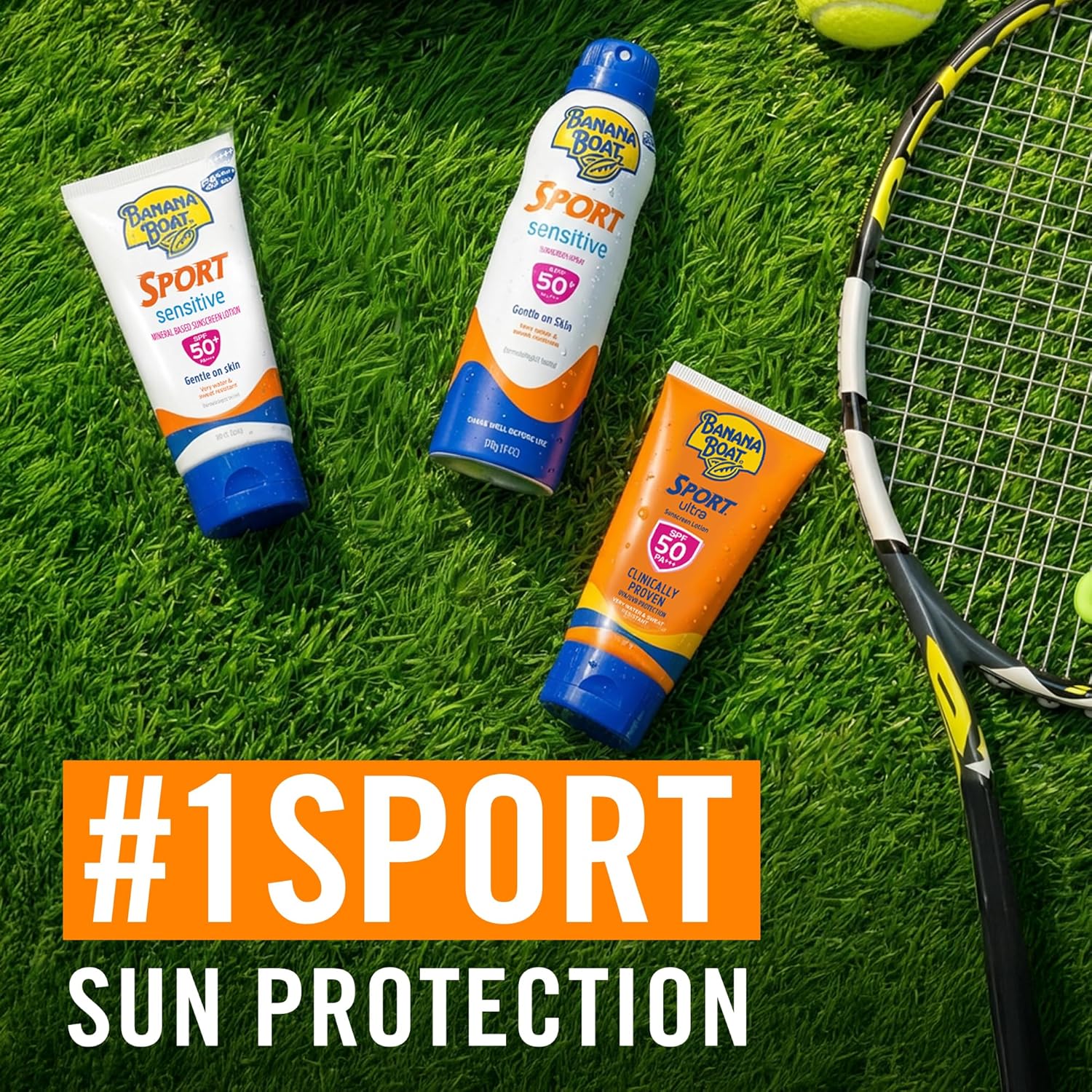 Banana Boat Sport Sensitive Mineral-based Sunscreen Lotion Spf50+ Pa++++ 90ml, Very Sweat & Water Resistant (1+1 Offer)