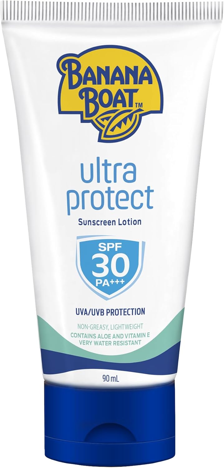 Banana Boat Ultra Protect Sunscreen Lotion Spf30 Pa++++ 90ml With Uva & Uvb Protection, Aloe Vera & Vitamin E, Lightweight Non-greasy & Very Water Resistant (1+1 Offer)