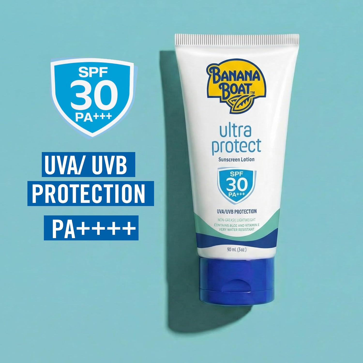 Banana Boat Ultra Protect Sunscreen Lotion Spf30 Pa++++ 90ml With Uva & Uvb Protection, Aloe Vera & Vitamin E, Lightweight Non-greasy & Very Water Resistant (1+1 Offer)