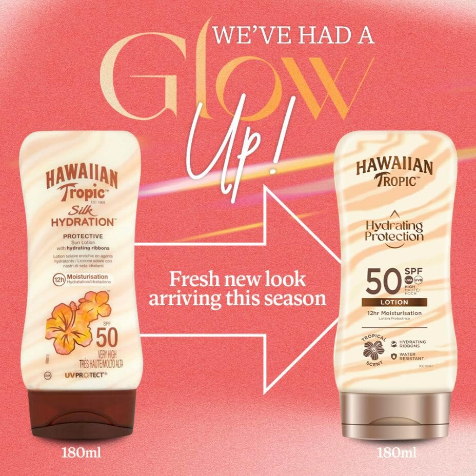 Hawaiian Tropic Hydrating Sun Protection Lotion Spf50 For Broad Spectrum Uv Protection 180ml