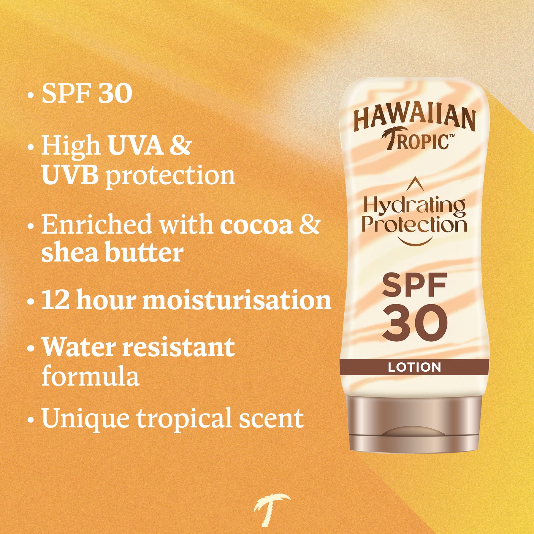 Hawaiian Tropic Hydrating Sunscreen Lotion Spf30 180ml For Broad Spectrum Uva & Uvb Protection