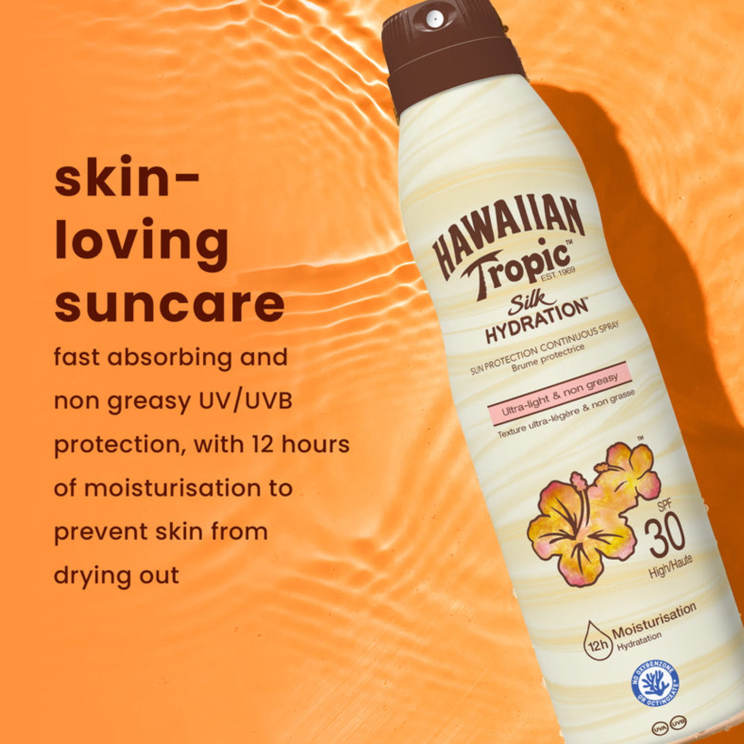 Hawaiian Tropic Hydrating Sunscreen Spray Spf30 177ml For Broad Spectrum Uva & Uvb Protection