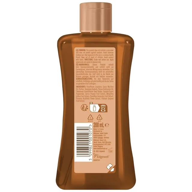 Hawaiian Tropic Tanning Oil Spf0 200ml For Deep Natural Tanning