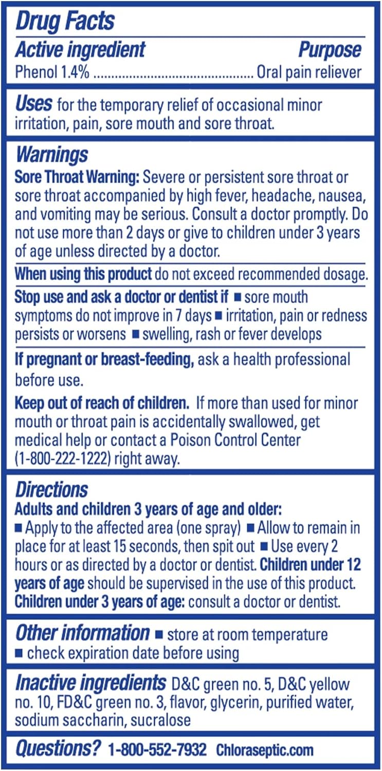 Chloraseptic Menthol Throat Spray 60ml