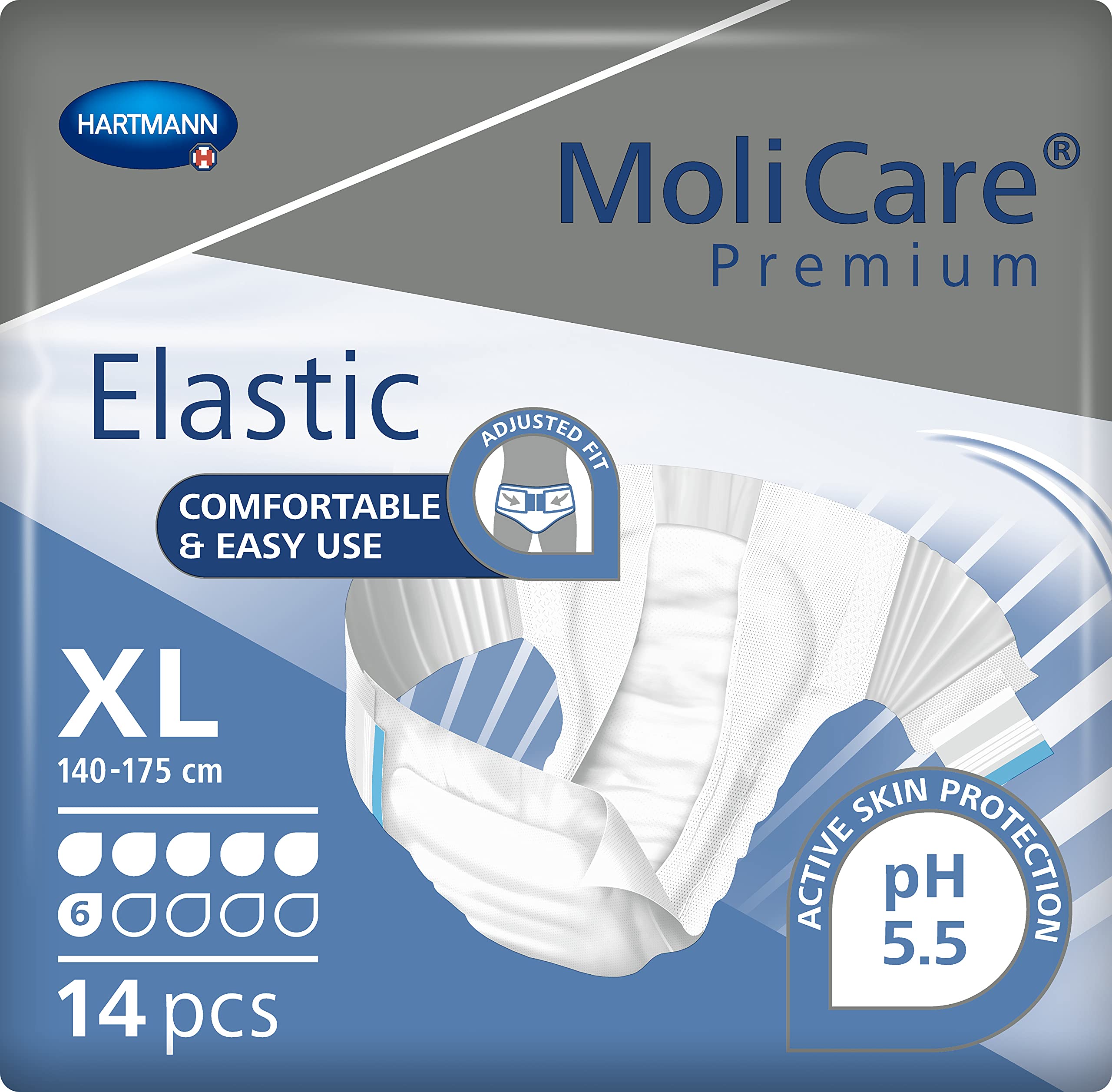 Molicare Premium 6 Drops Elastic 14 Pack, X-Large, Blue