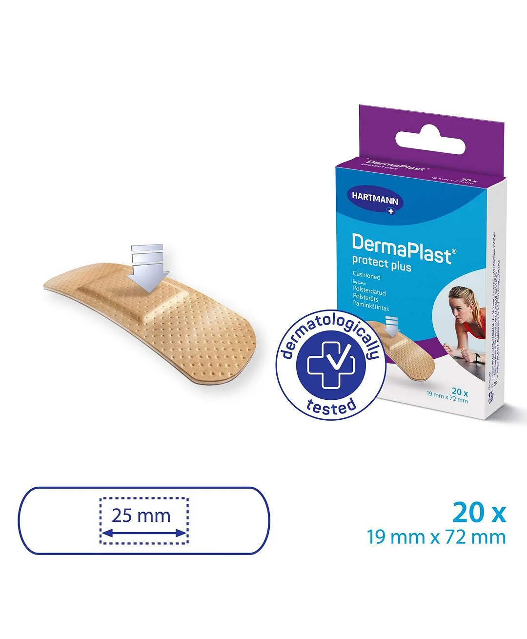 Hartmann Dermaplast Protect Plus Plasters 19 X 72 Mm (20 Pcs)