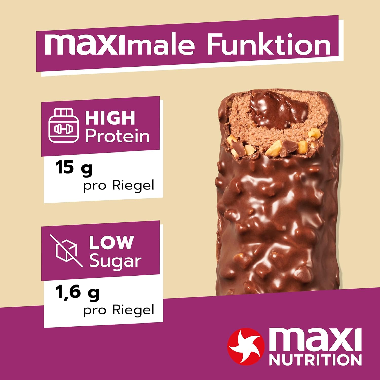 Maxinutrition Hazelnut & Nougat Protein Bar 45g With 16g Protein & No Added Sugar
