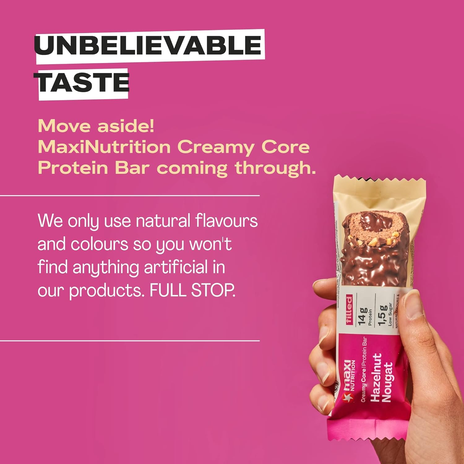 Maxinutrition Hazelnut & Nougat Protein Bar 45g With 16g Protein & No Added Sugar