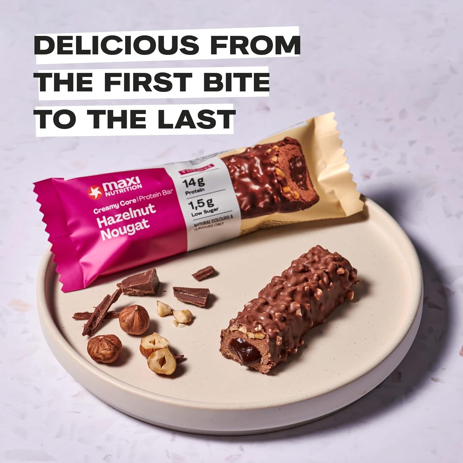 Maxinutrition Hazelnut & Nougat Protein Bar 45g With 16g Protein & No Added Sugar