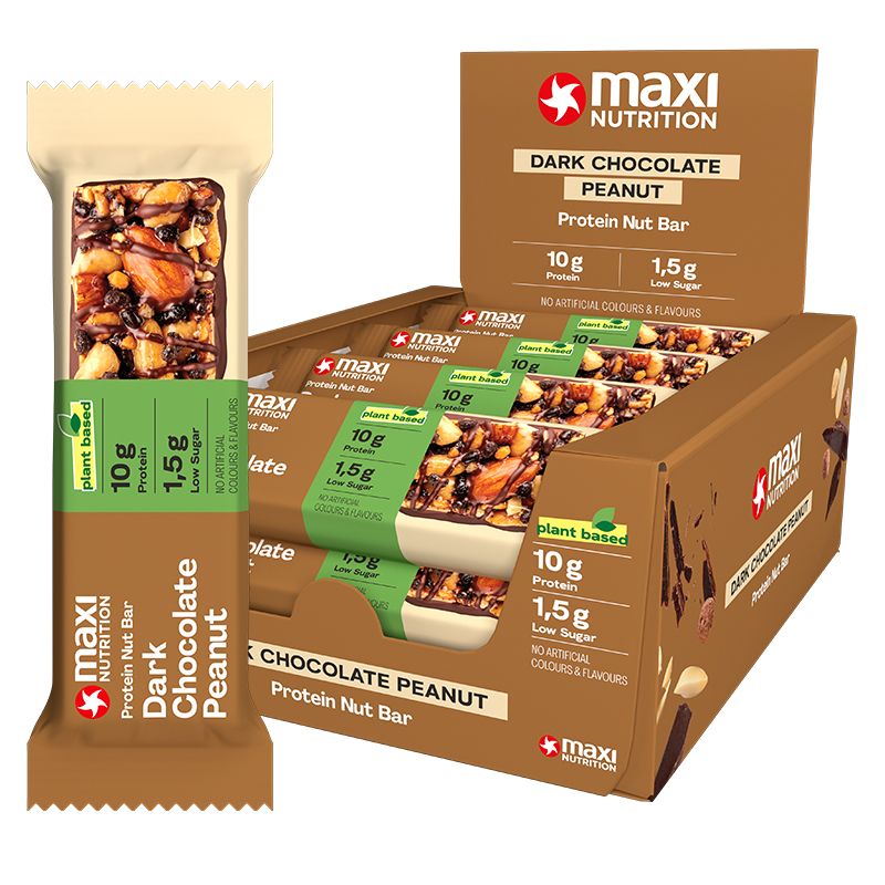 Maxinutrition Vegan Dark Chocolate Peanut Protein Bar 46g With 10g Plant Protein & No Added Sugar