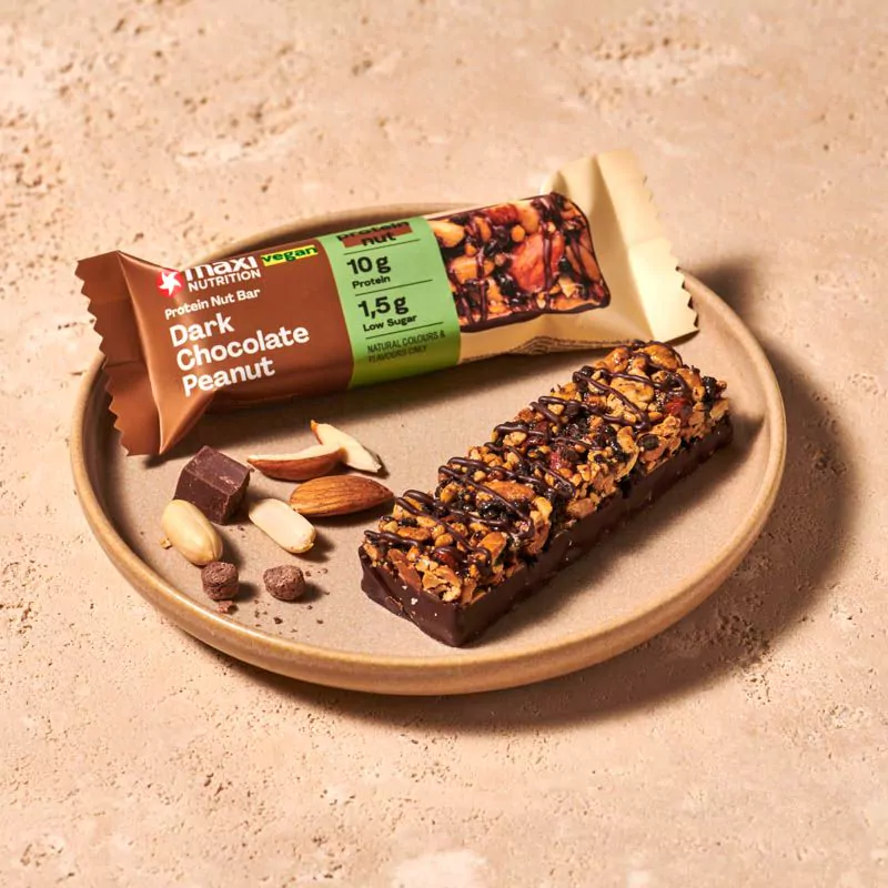 Maxinutrition Vegan Dark Chocolate Peanut Protein Bar 46g With 10g Plant Protein & No Added Sugar