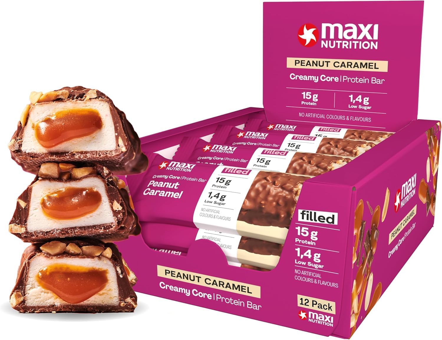 Maxinutrition Peanut Caramel Protein Bar 45g With 16g Protein & No Added Sugar