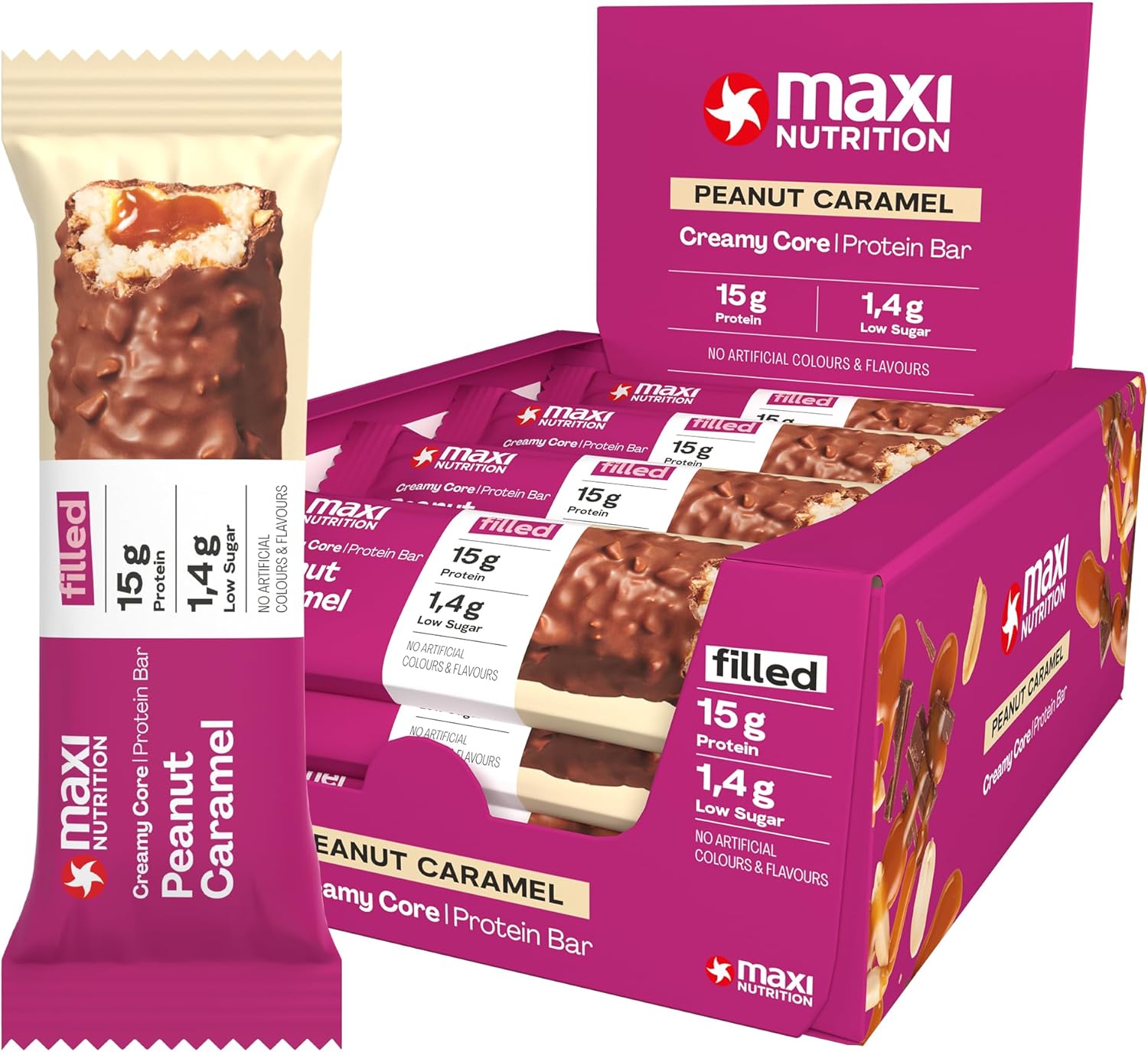 Maxinutrition Peanut Caramel Protein Bar 45g With 16g Protein & No Added Sugar