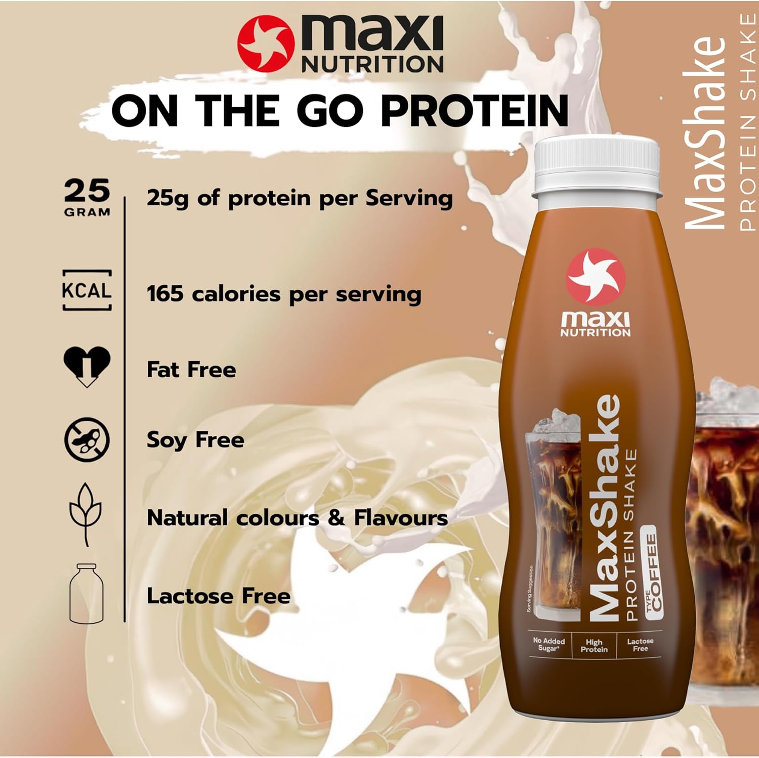 Maxinutrition Maxshake Coffee Protein Shake 330ml With 25g Protein, Lactose Free & No Added Sugar