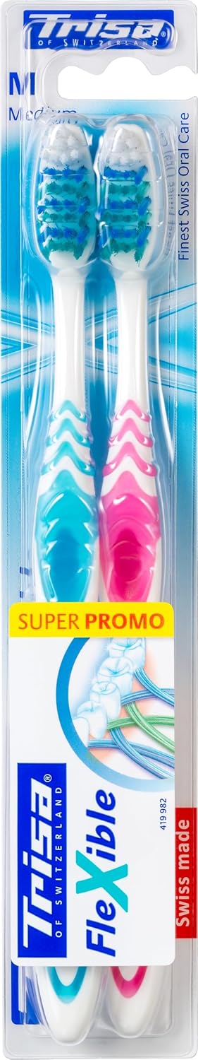 Trisa Swiss Made Flexible Toothbrush Medium Buy 1 Get 1 Free Bundle Offer