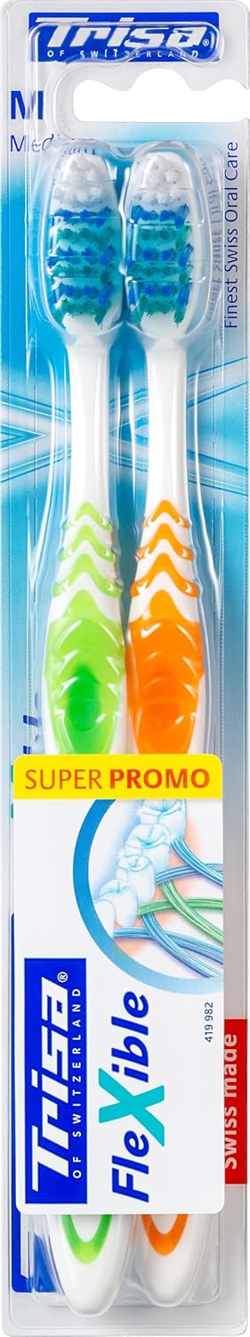 Trisa Swiss Made Flexible Toothbrush Medium Buy 1 Get 1 Free Bundle Offer