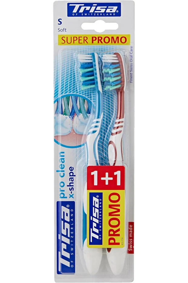 Trisa Swiss Made Extra Pro Clean Toothbrush Soft Buy 1 Get 1 Free Bundle Offer