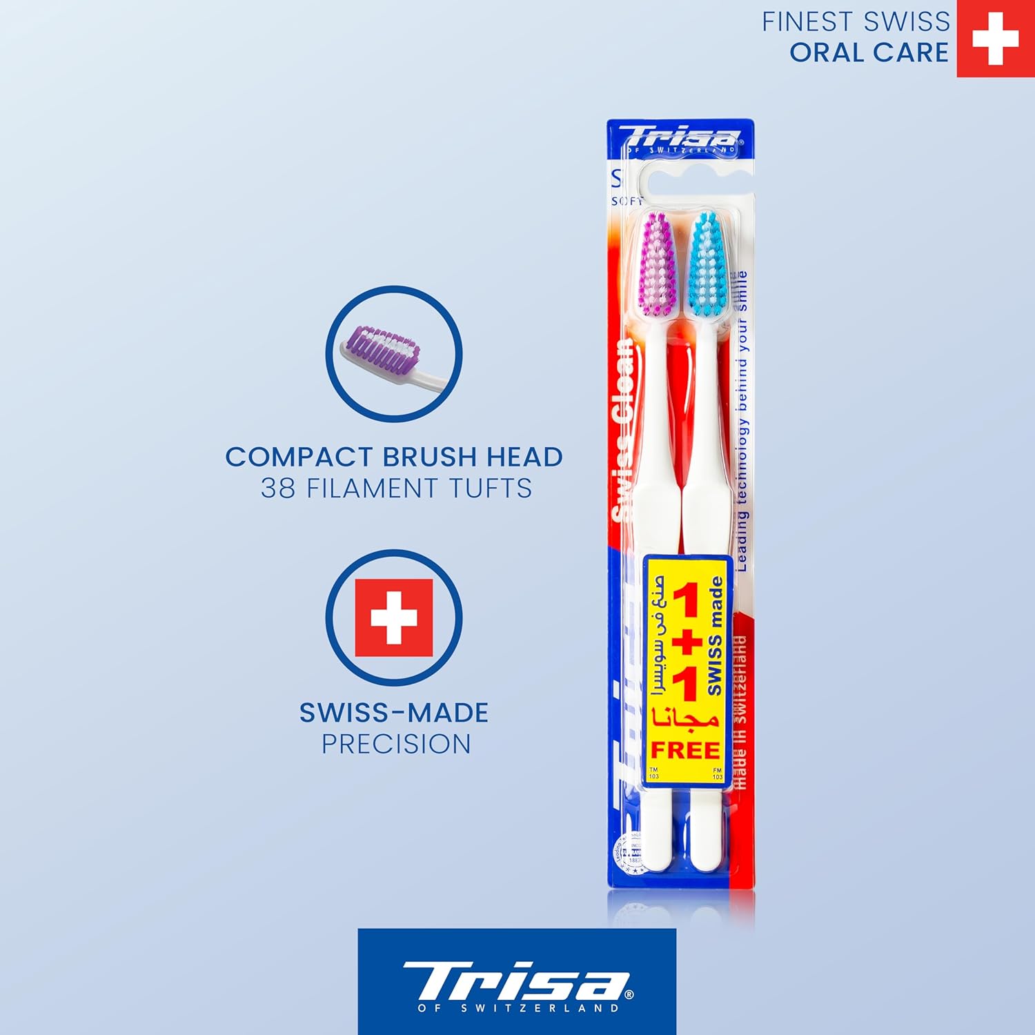 Trisa Swiss Made Swiss Clean Toothbrush Soft Buy 1 Get 1 Free Bundle Offer