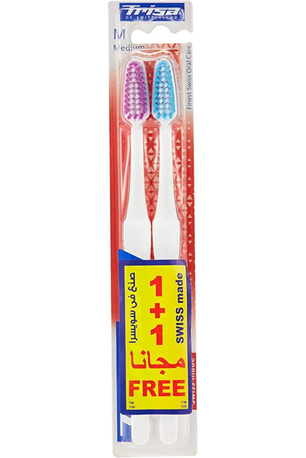 Trisa Swiss Made Swiss Clean Toothbrush Medium Buy 1 Get 1 Free Bundle Offer