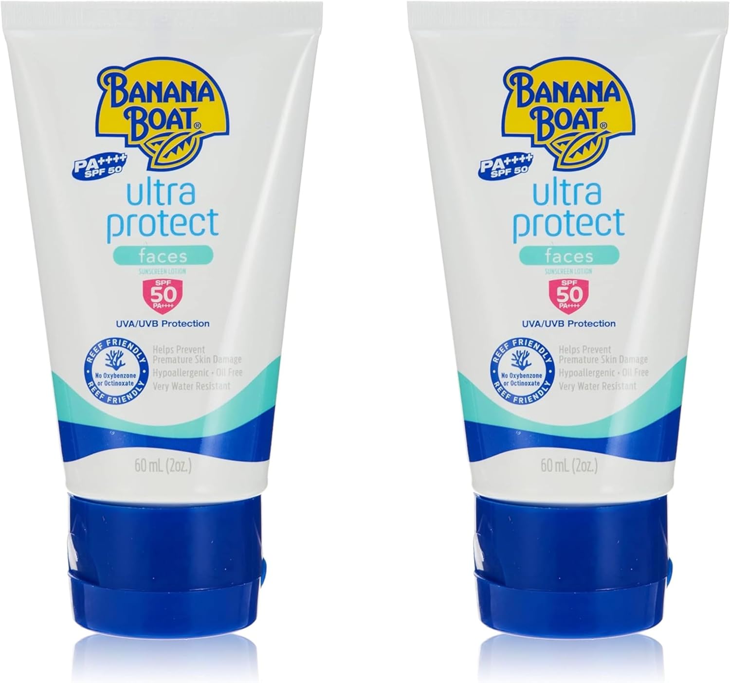Banana Boat Ultra Protect Face Sunscreen Lotion Spf50 Pa++++ 60ml With Uva & Uvb Protection, Aloe Vera & Vitamin E, Lightweight Non-greasy Formula (1+1 Offer)