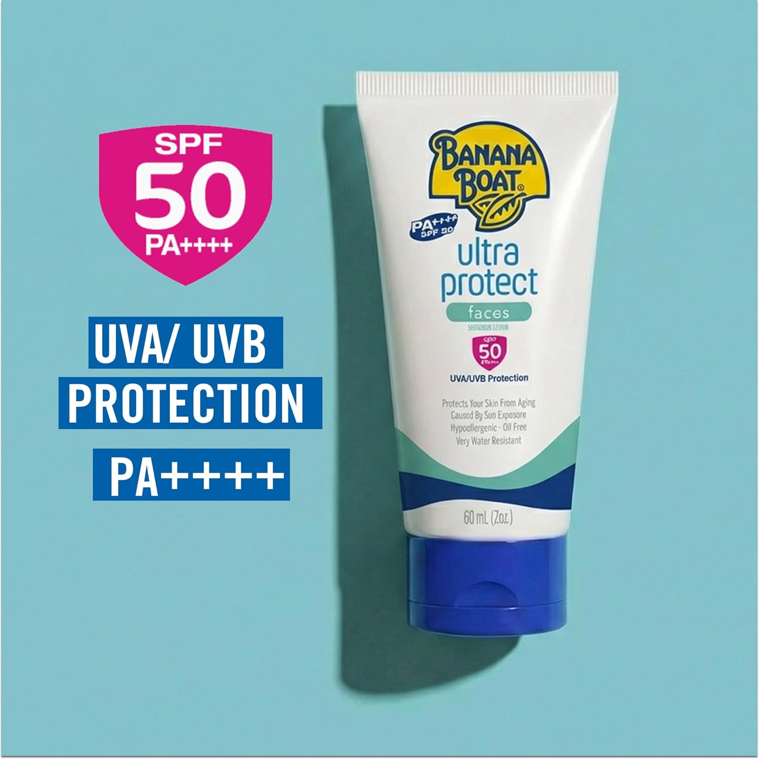 Banana Boat Ultra Protect Face Sunscreen Lotion Spf50 Pa++++ 60ml With Uva & Uvb Protection, Aloe Vera & Vitamin E, Lightweight Non-greasy Formula (1+1 Offer)