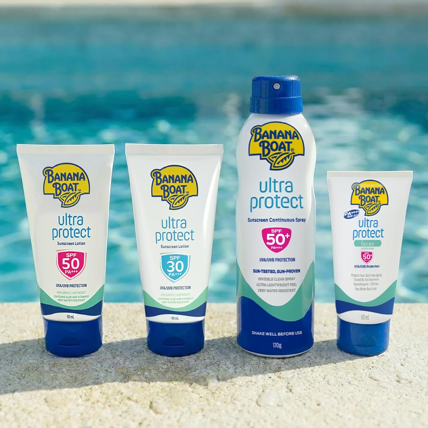 Banana Boat Ultra Protect Face Sunscreen Lotion Spf50 Pa++++ 60ml With Uva & Uvb Protection, Aloe Vera & Vitamin E, Lightweight Non-greasy Formula (1+1 Offer)