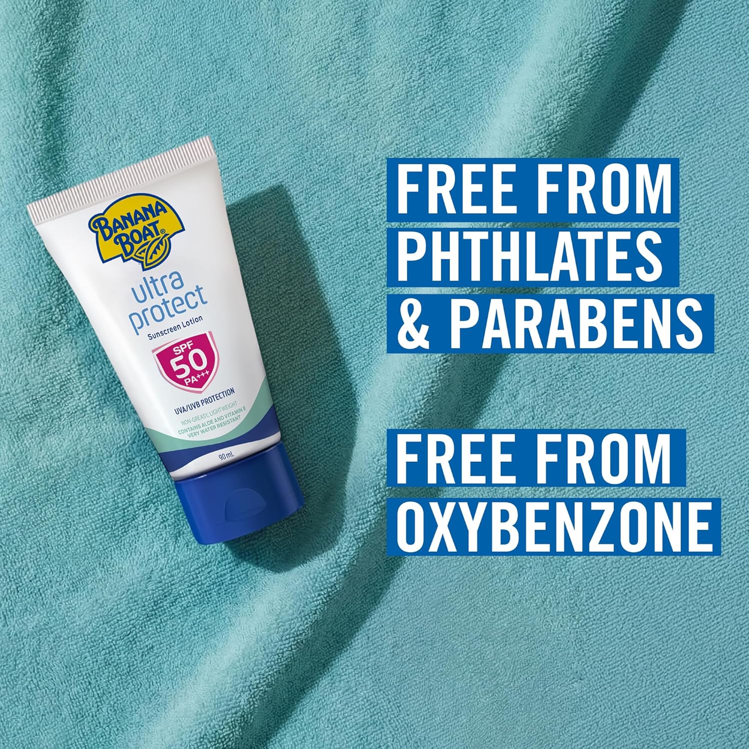 Banana Boat Ultra Protect Sunscreen Lotion Spf50 Pa++++ 90ml With Uva & Uvb Protection, Aloe Vera & Vitamin E, Lightweight Non-greasy & Very Water Resistant (1+1 Offer)