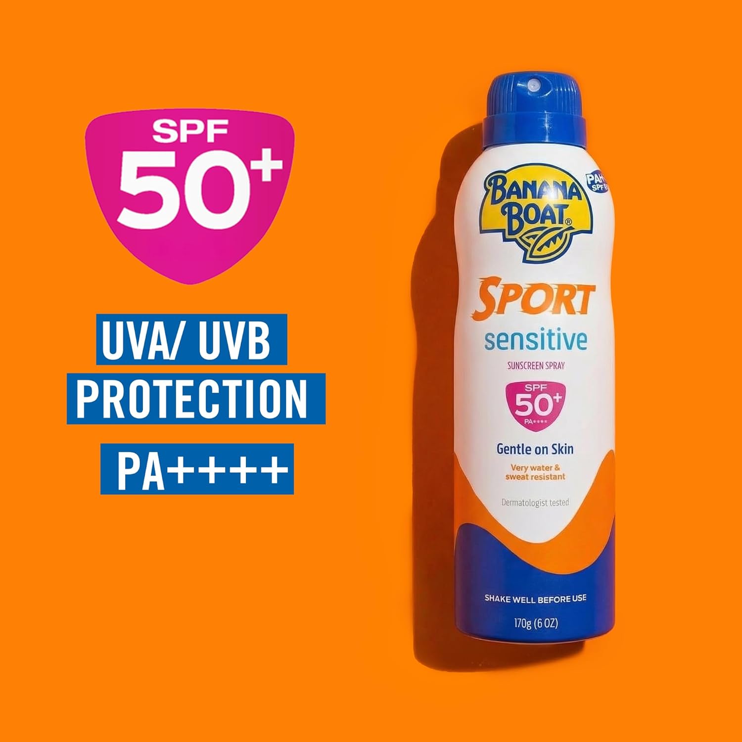 Banana Boat Simply Protect Sport Sunscreen Spray SPF50+ 170g | Broad Spectrum UVA & UVB Water Resistant Sunscreen