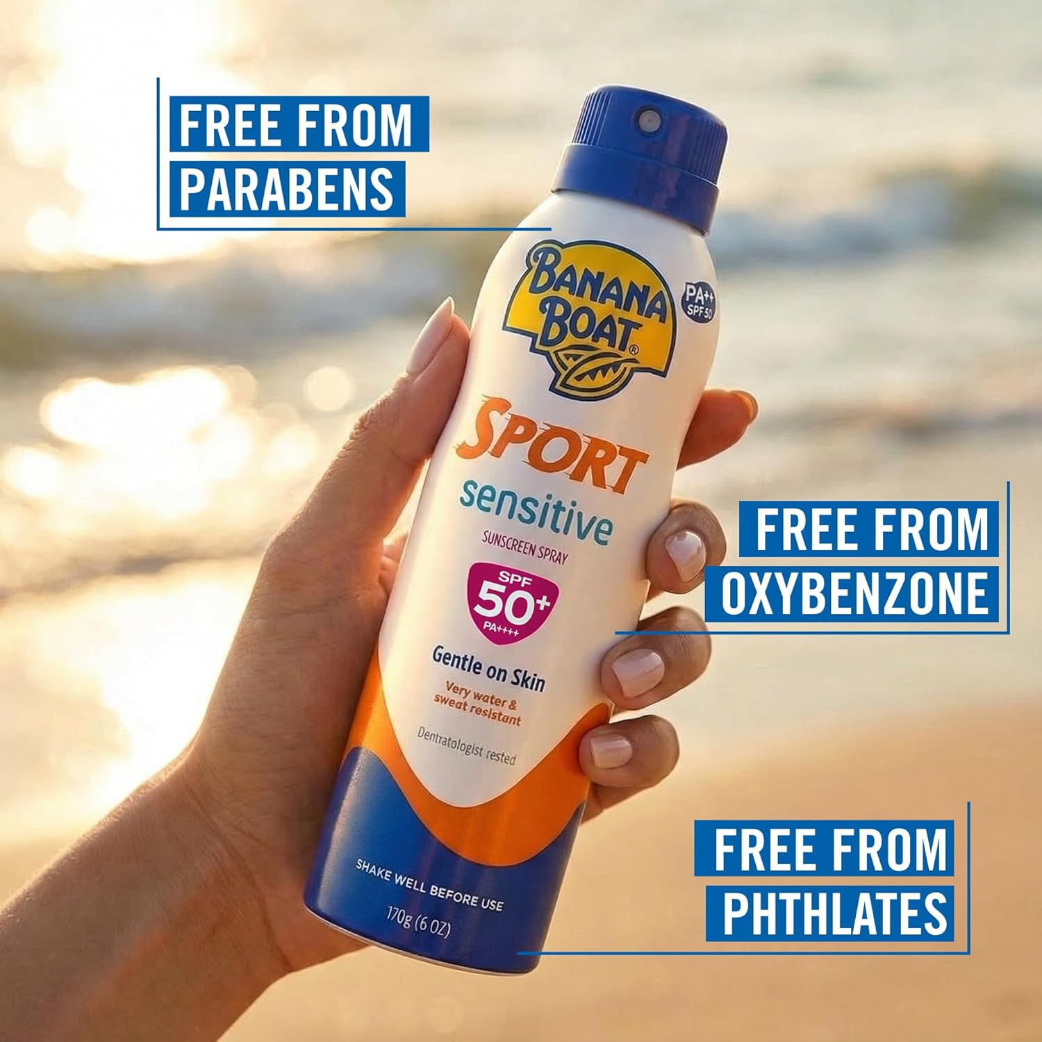 Banana Boat Simply Protect Sport Sunscreen Spray SPF50+ 170g | Broad Spectrum UVA & UVB Water Resistant Sunscreen