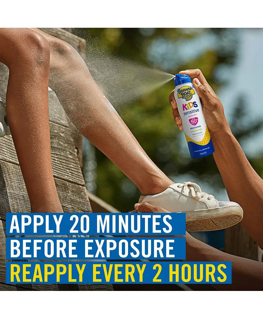 Banana Boat Kids Sensitive Sunscreen Spray SPF50+ PA++++ 170g Tear-Free Broad Spectrum UVA/UVB Protection