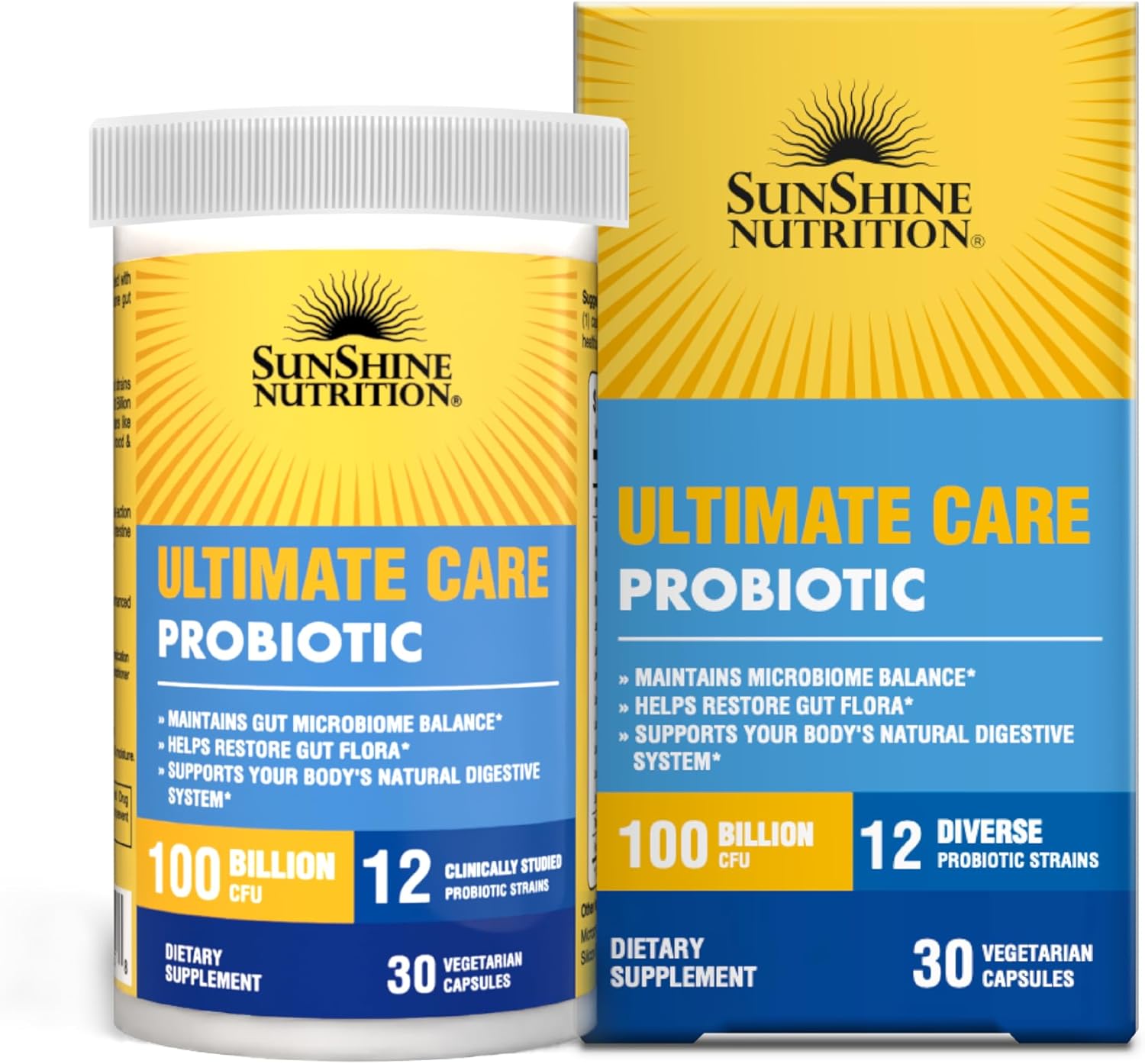 Sunshine Nutrition Ultimate Care Probiotic Veg Capsules For Digestive & Immune Support 30's