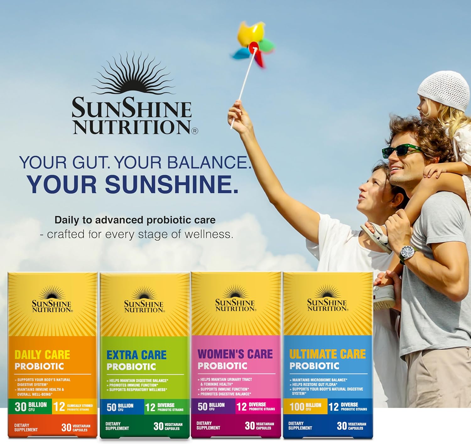 Sunshine Nutrition Ultimate Care Probiotic Veg Capsules For Digestive & Immune Support 30's