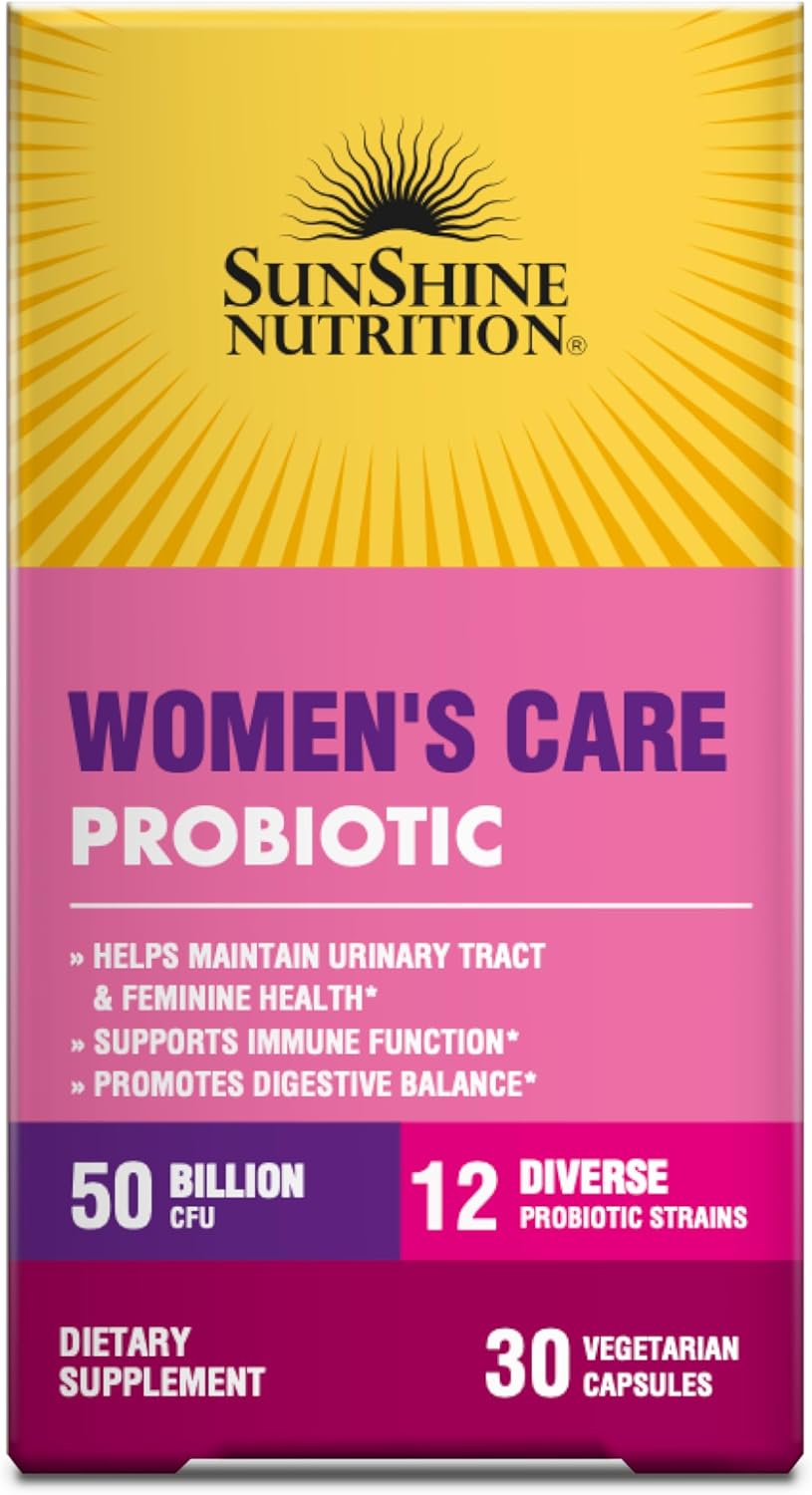 Sunshine Nutrition Women's Care Probiotic Veg Capsules For Feminine, Digestive & Immune Support 30's