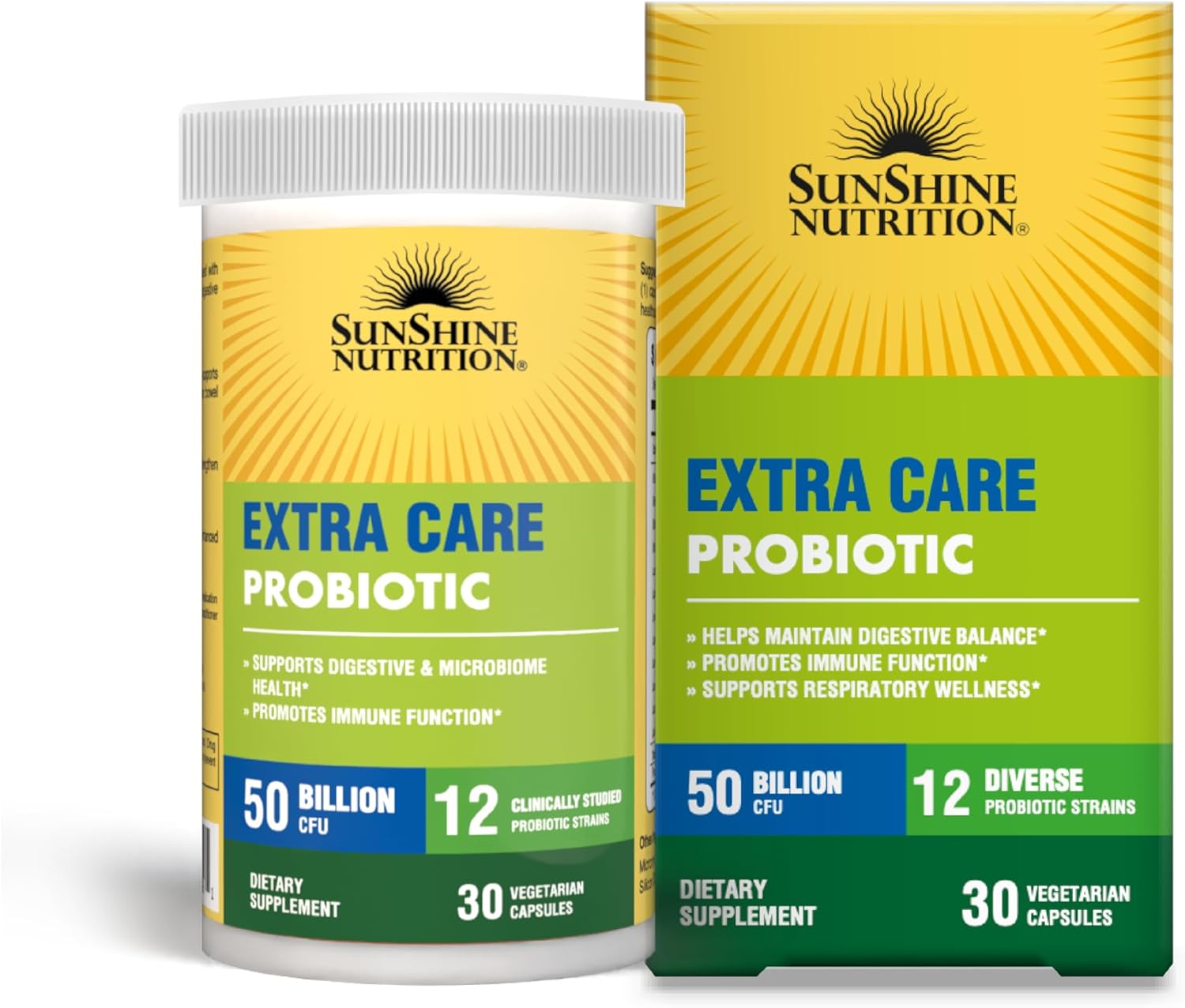 Sunshine Nutrition Extra Care Probiotic Veg Capsules For Advanced Digestive & Immune Support 30's