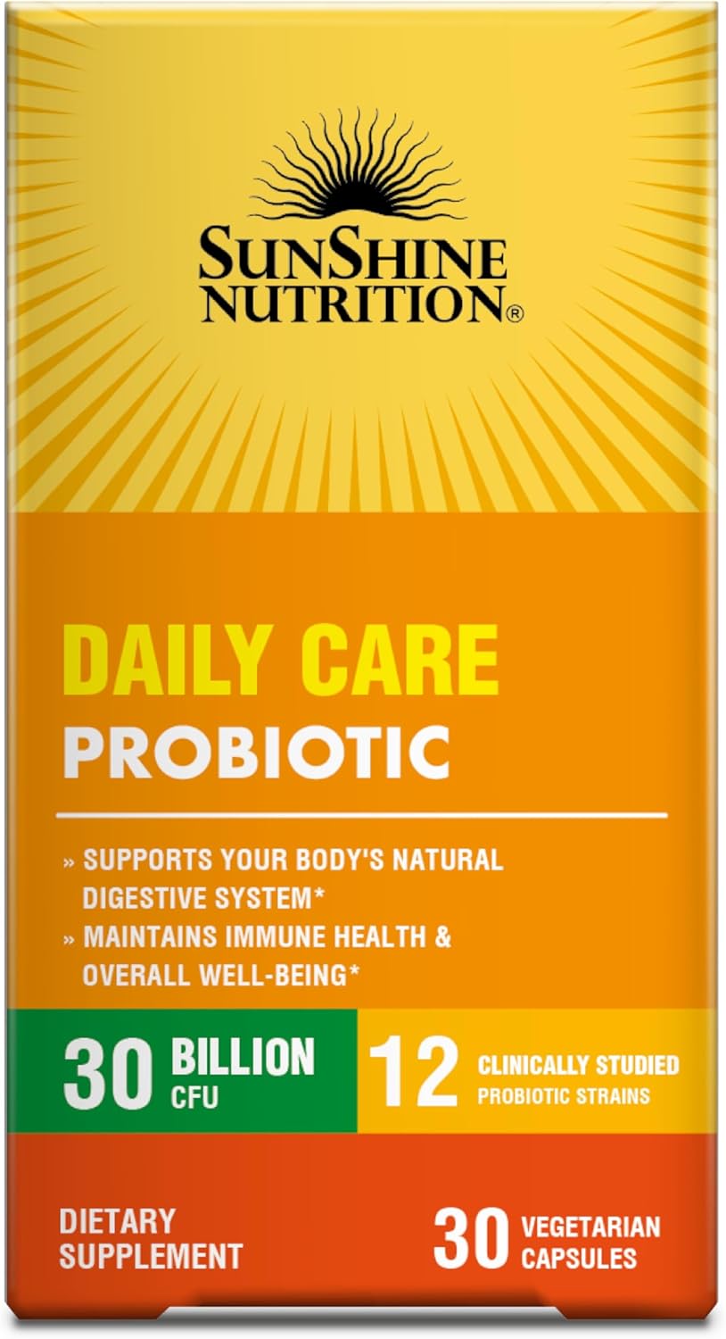 Sunshine Nutrition Daily Care Probiotic Veg Capsules For Everyday Digestive & Immune Support 30's