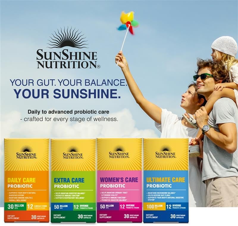Sunshine Nutrition Daily Care Probiotic Veg Capsules For Everyday Digestive & Immune Support 30's
